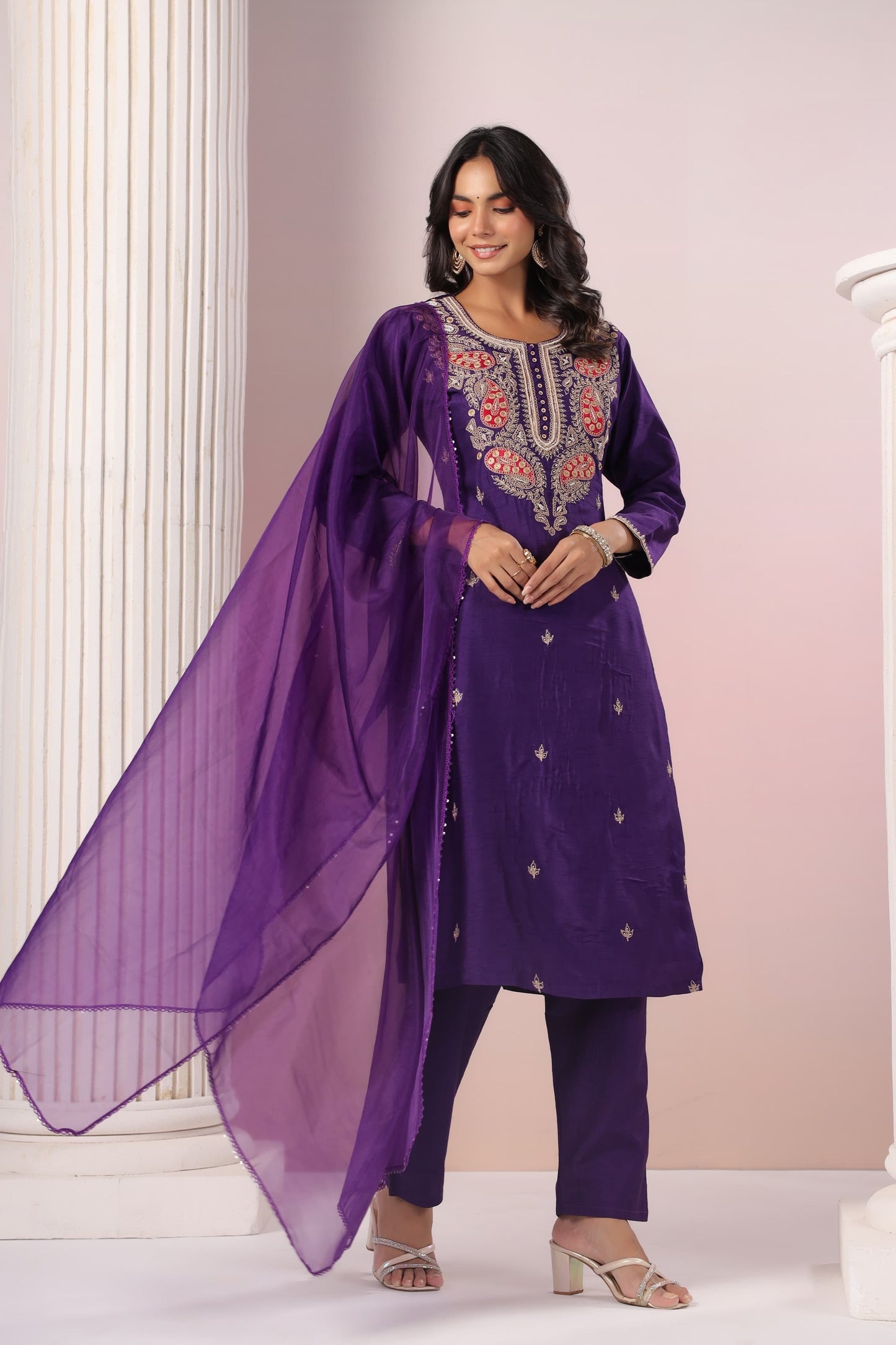 Purple classy silk suit