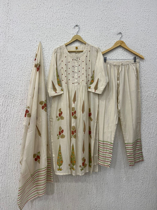 Hand block chandari suit