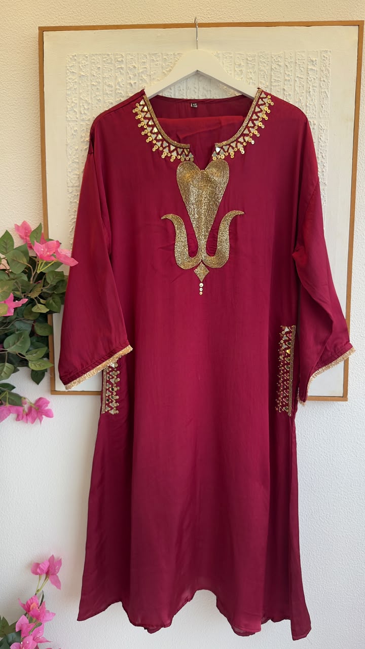 Premium Gajji crepe kaftan style Co ord set