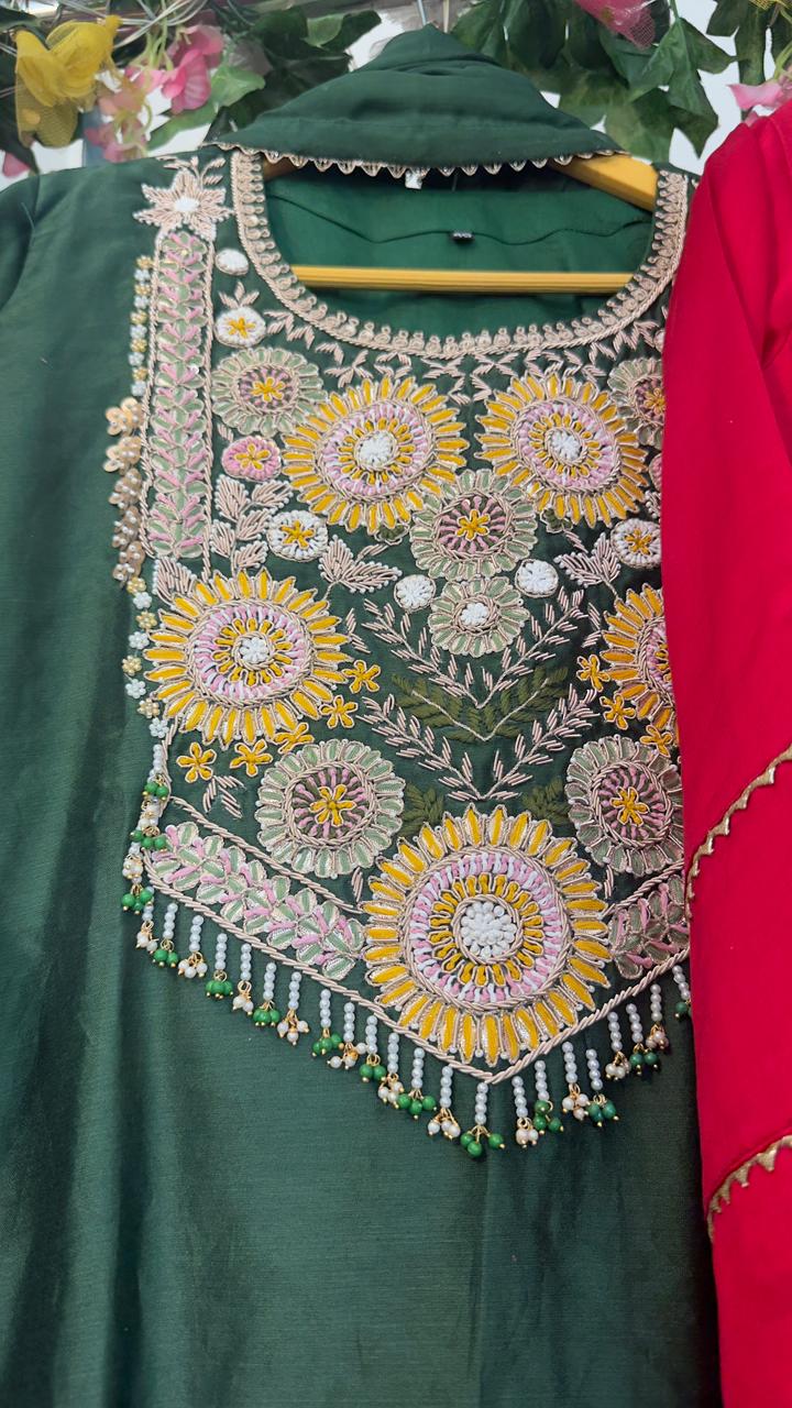 Heavy chandari silk sharara set