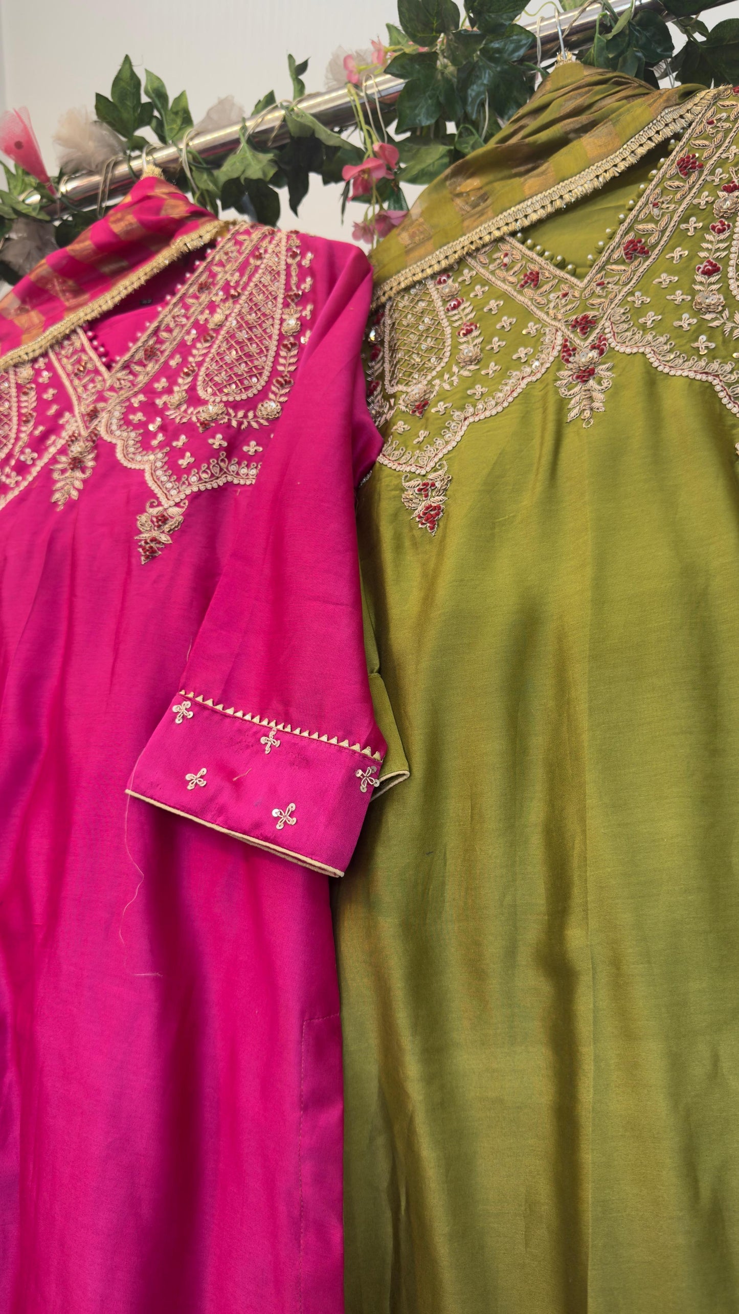 Premium chandari silk straight suit with heavy dupatta and staright silk pants