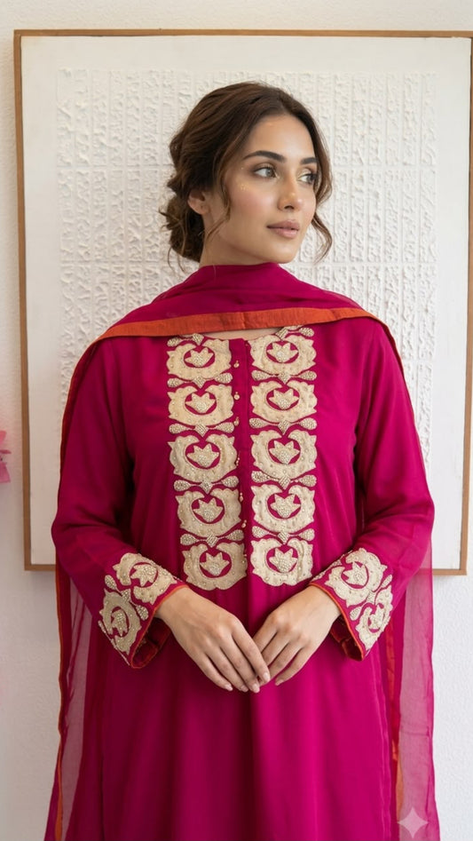 Pure crepe silk set long suit ( length 48 inch of kurta)