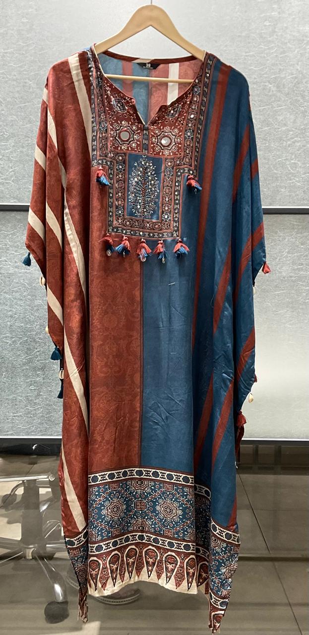 Muslin silk kaftan set