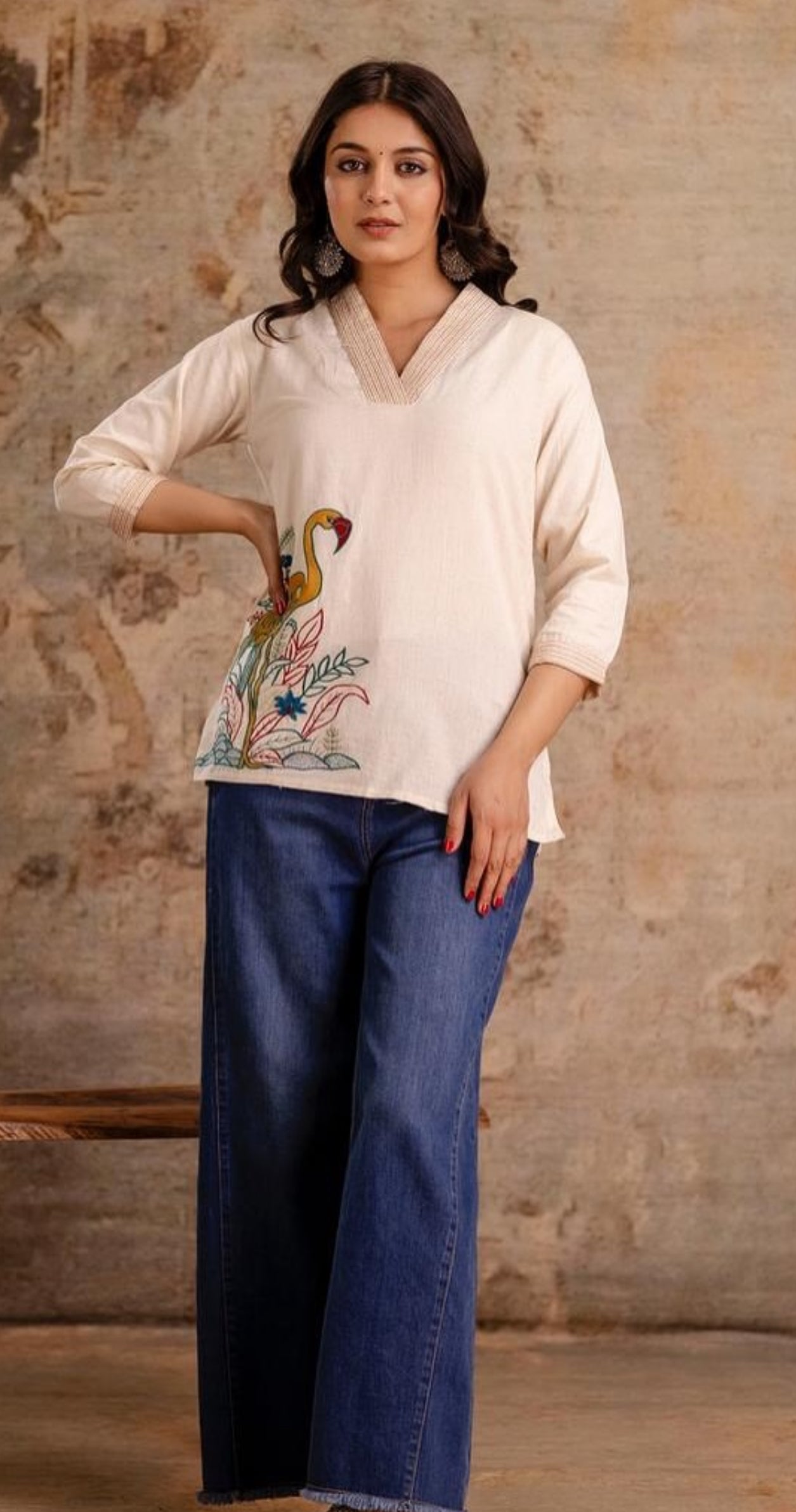 Cotton buck embroidery top