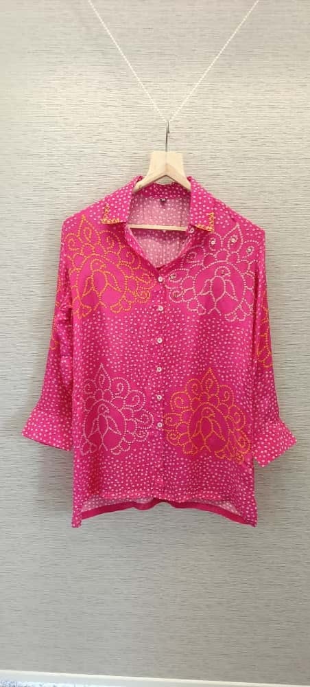 Pink Bandhani crepe skirt