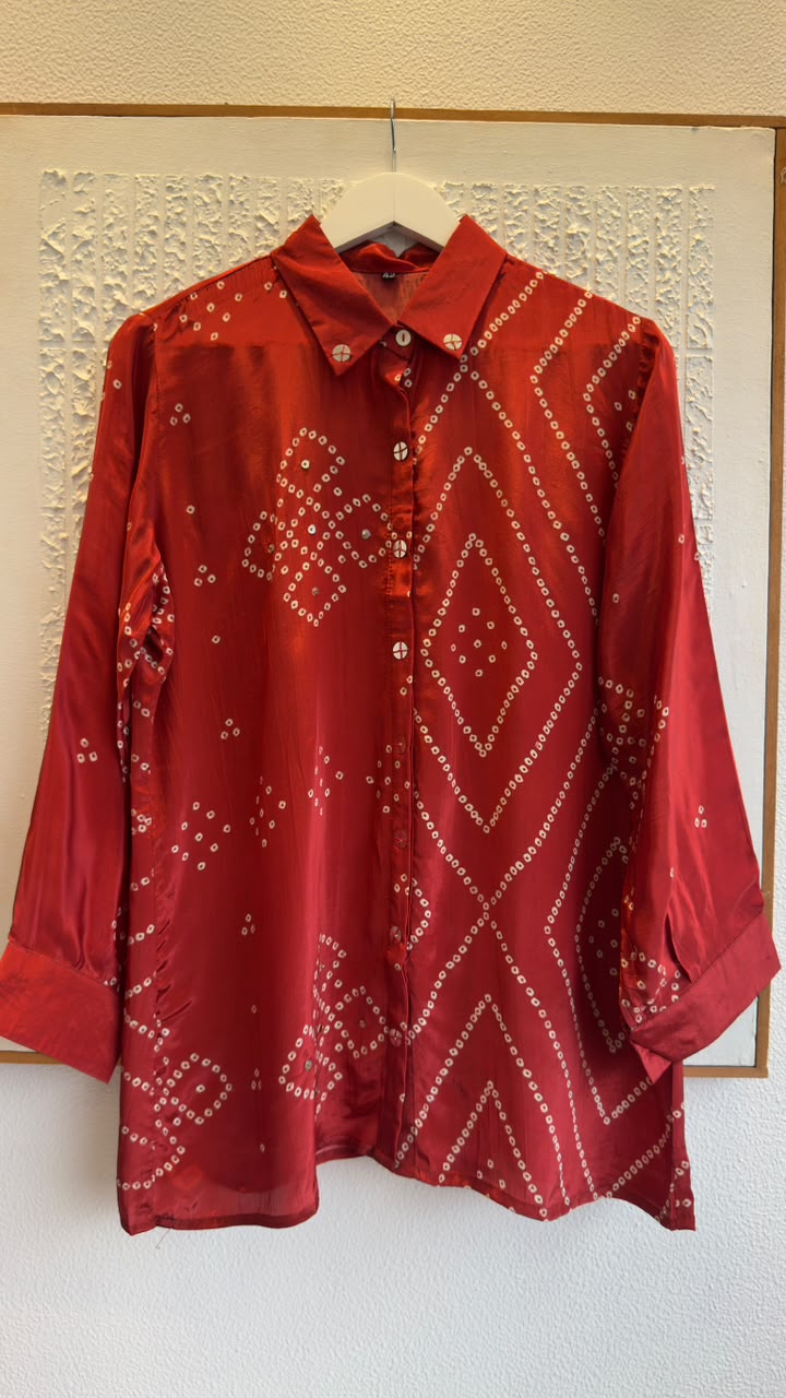Pure crepe Bandhani shirt length 27