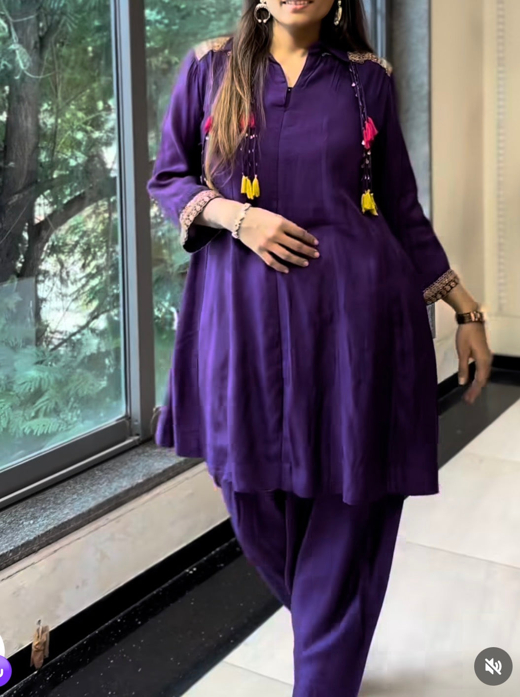 Silk Farshi pants co ord set with shoulder & back work