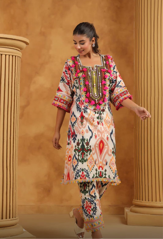 Boho cotton ikkat Co ord set