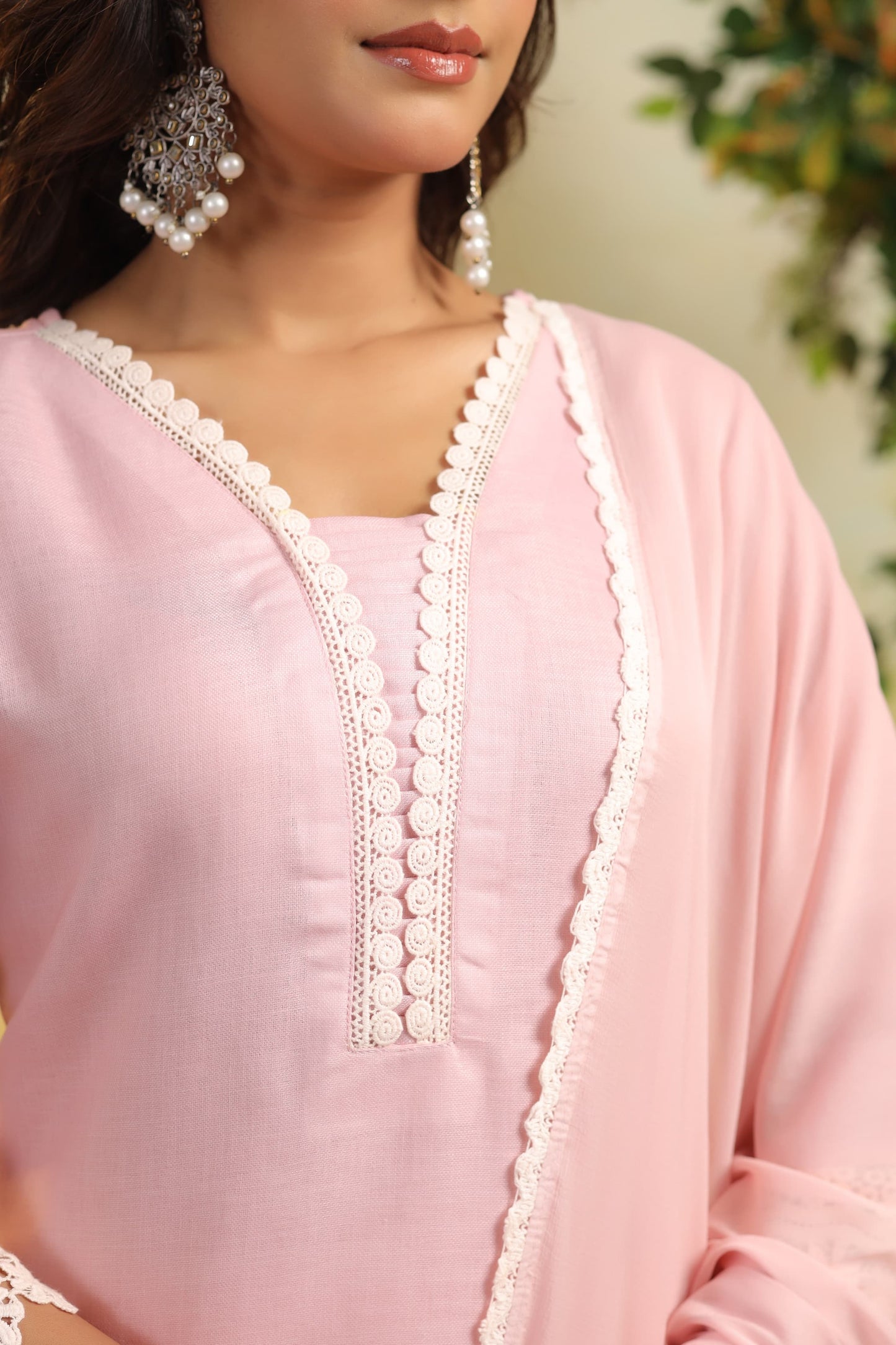Peach pink leaf linen cotton