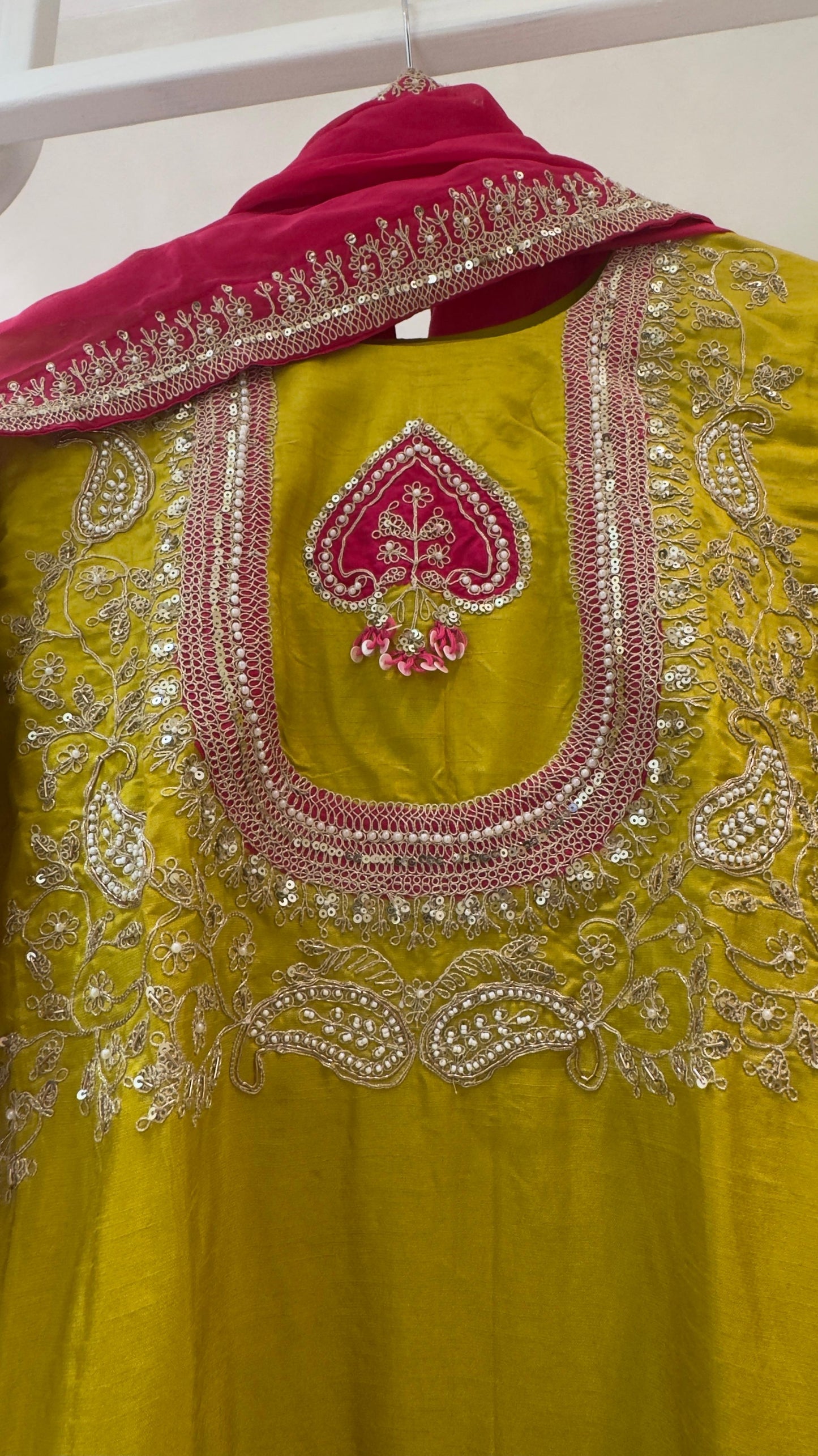 Pure silk Mughal style with combination organza dup and silk pants