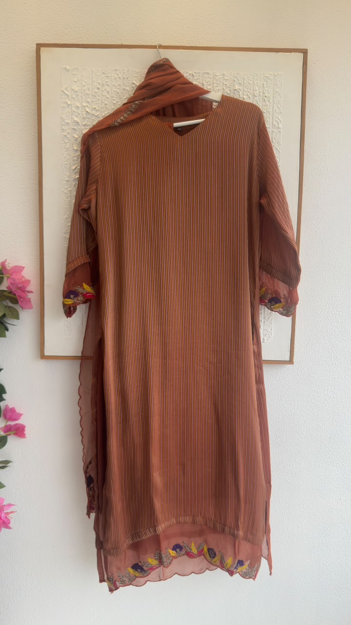 Elegant tissue suit with heavy dup with zari & embroidery work