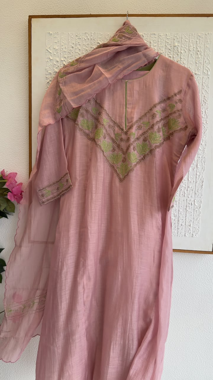 Pastel appliqué descent mul chandari suit