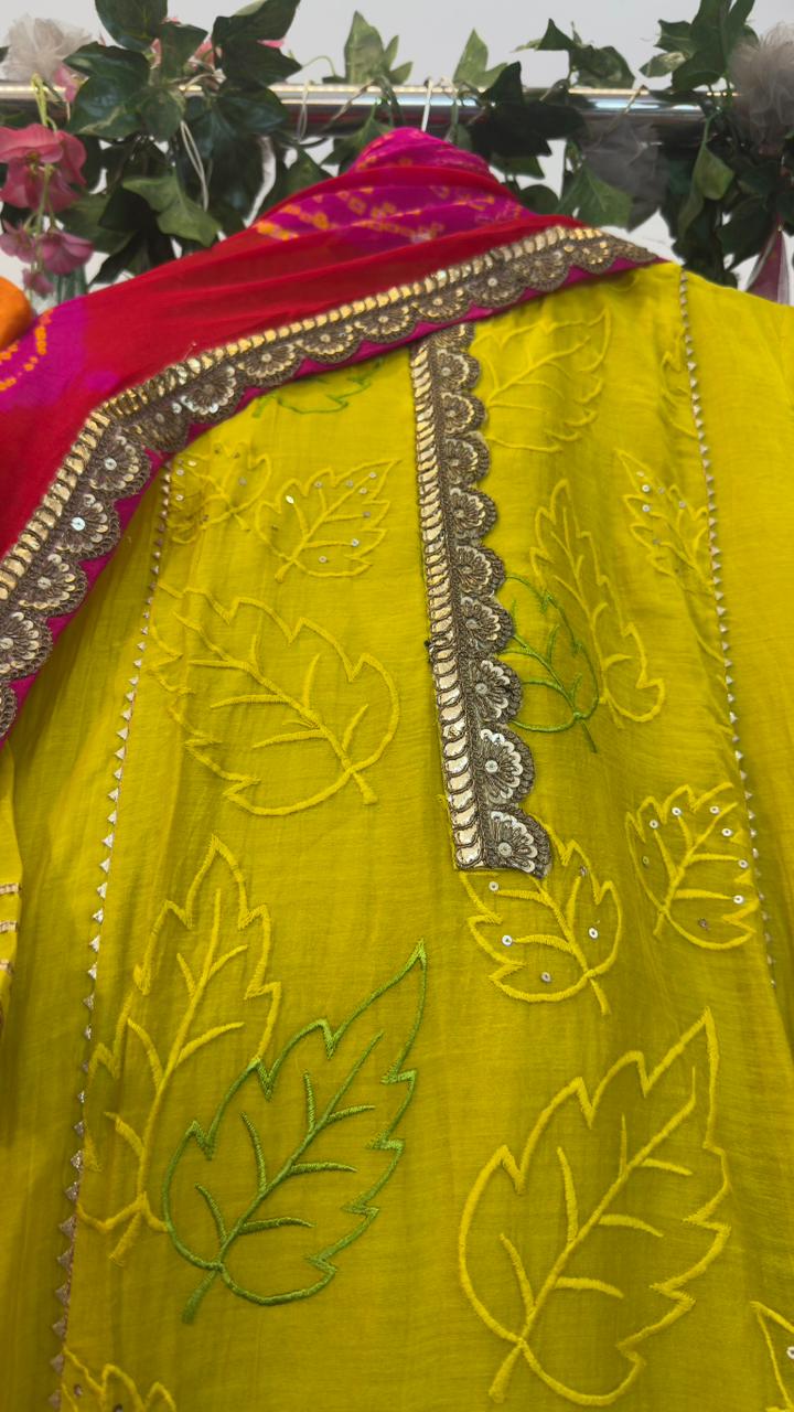 Luxe mul chandari staright suit with pure Georgette Dupatta & bottom