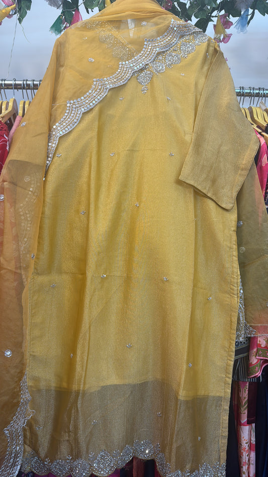 Golden straight suit
