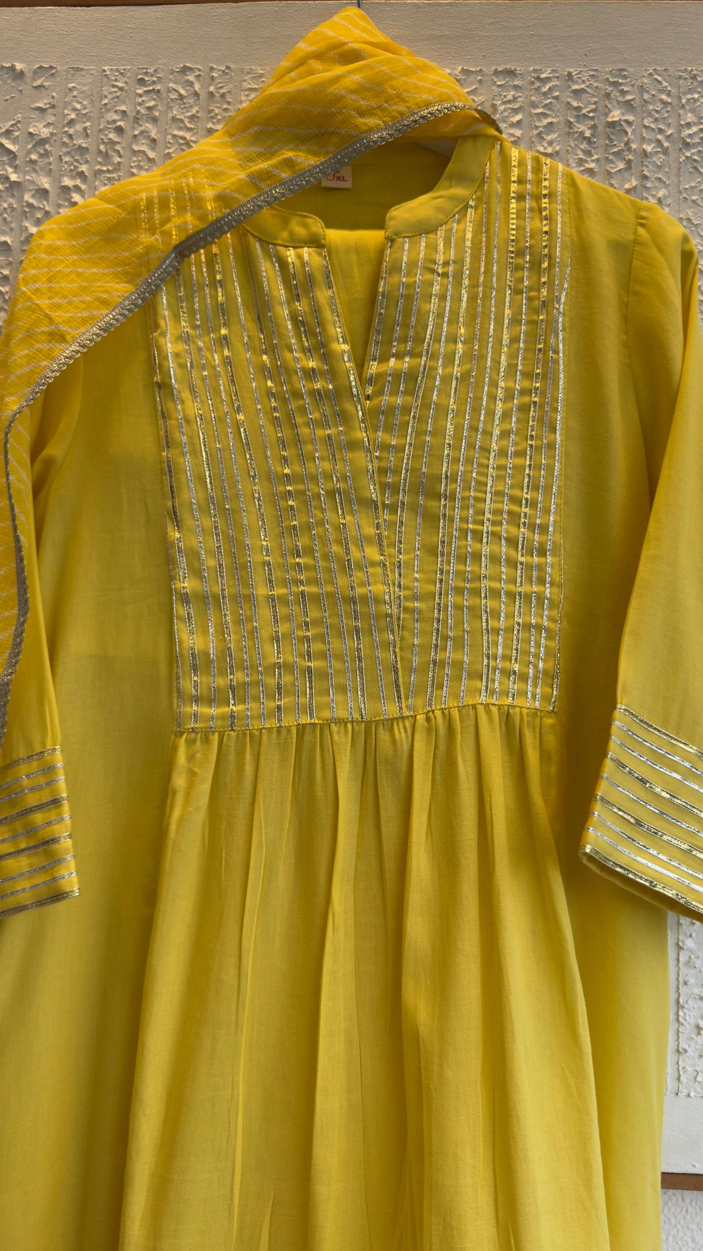 Pure cotton gota suit with kota doria dup