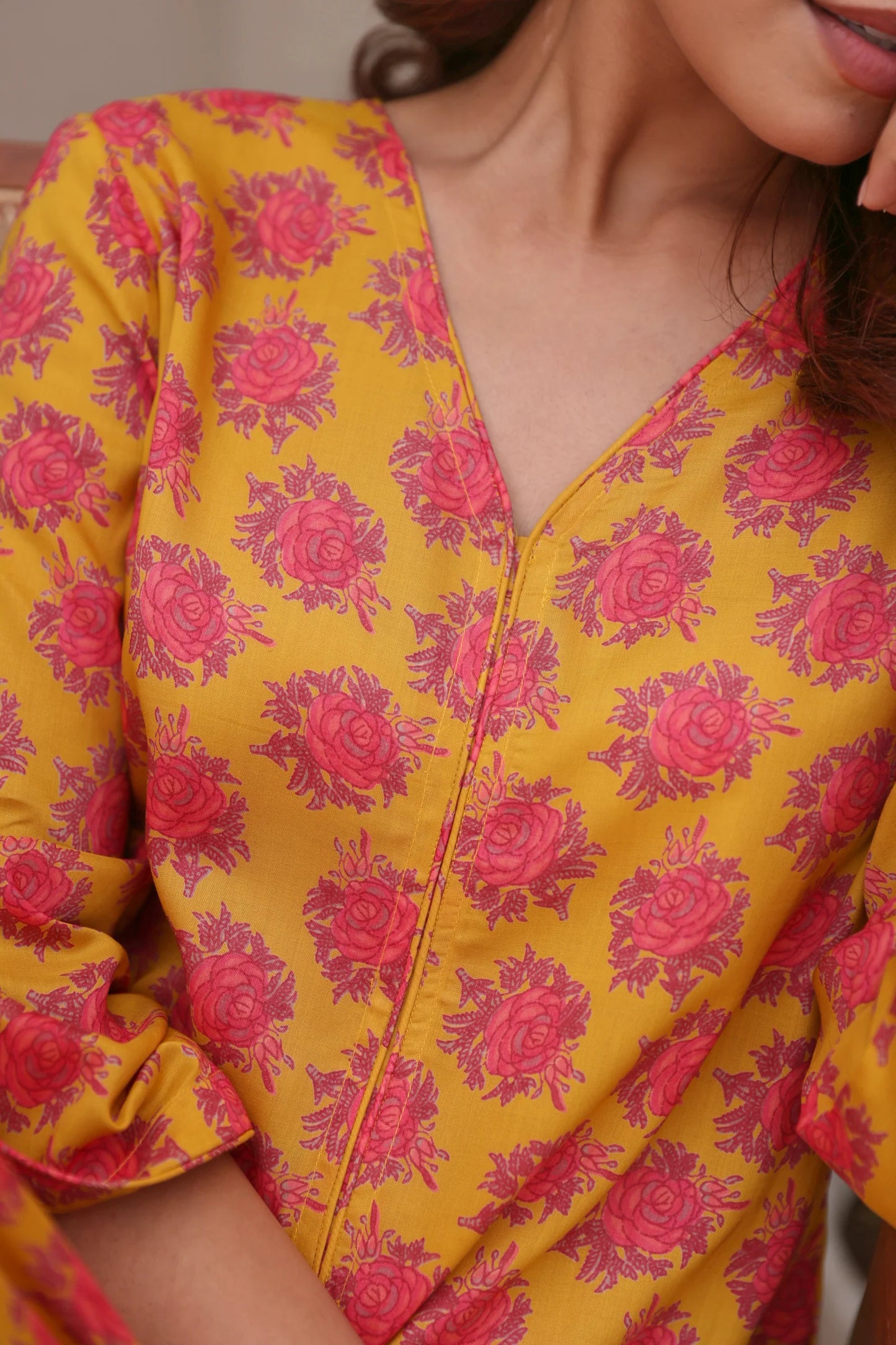 Yellow Floral Printed Modal Co-Ord Set