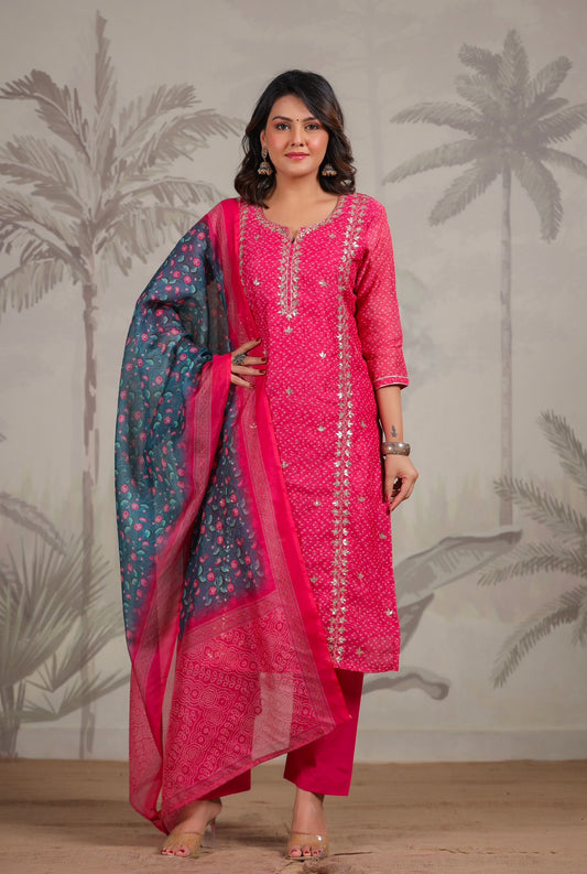 Chandari pink suit