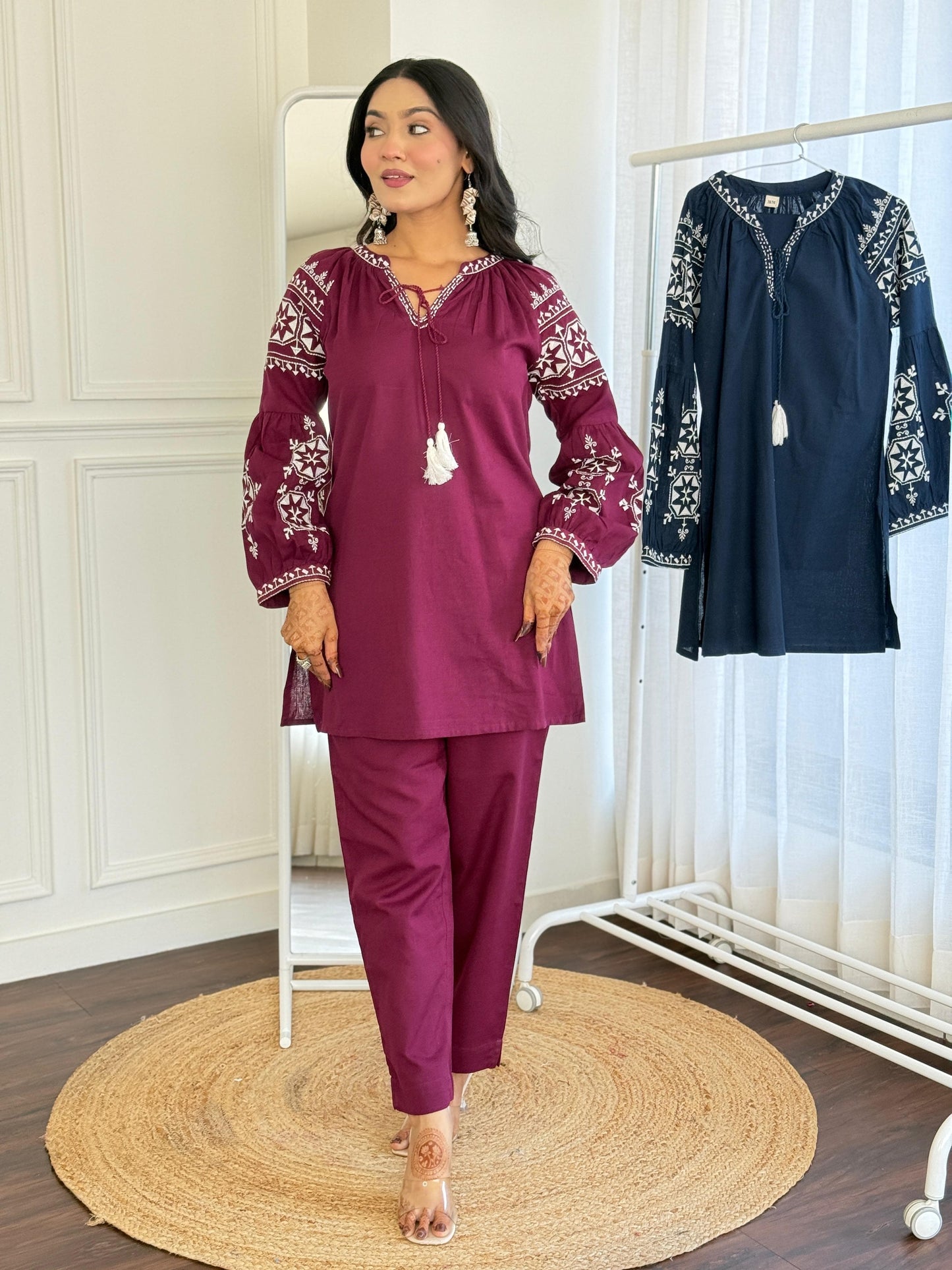 Cotton embroidery co ord set