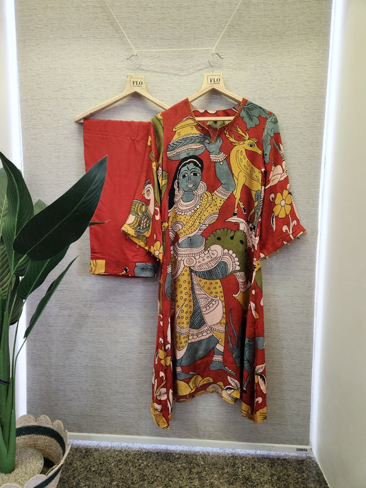 Marron chitra Kamkari model kurta pant set