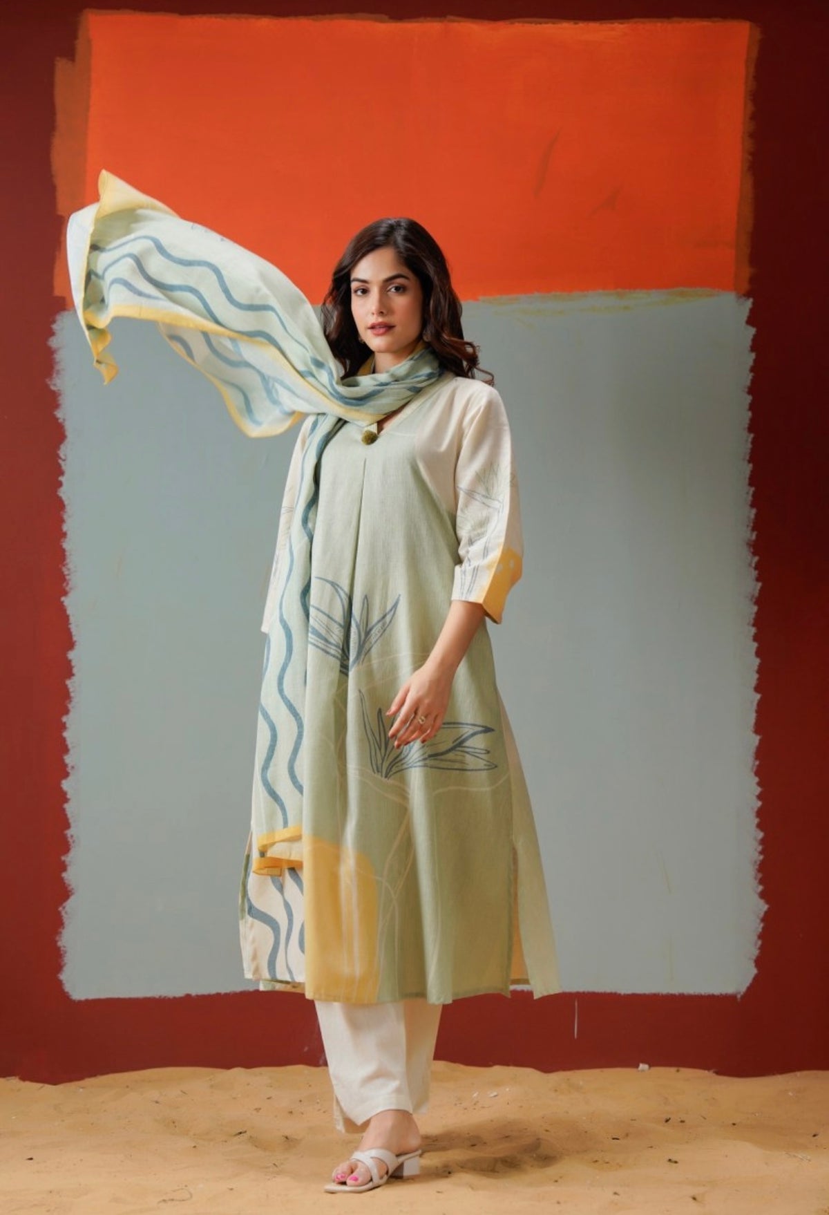 WILLOW BREEZE Linen COTTON KURTA SET