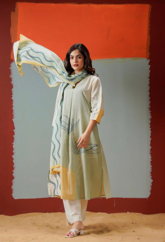 WILLOW BREEZE Linen COTTON KURTA SET