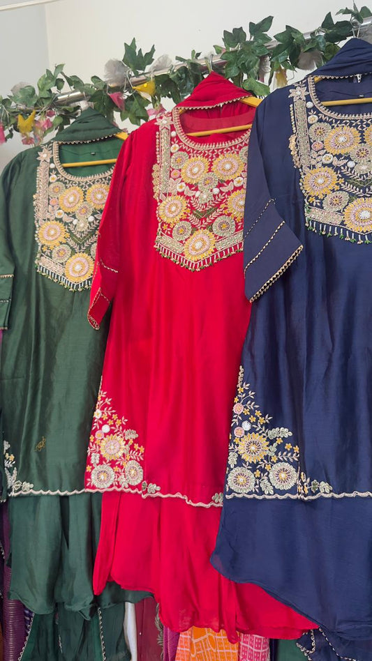Heavy chandari silk sharara set