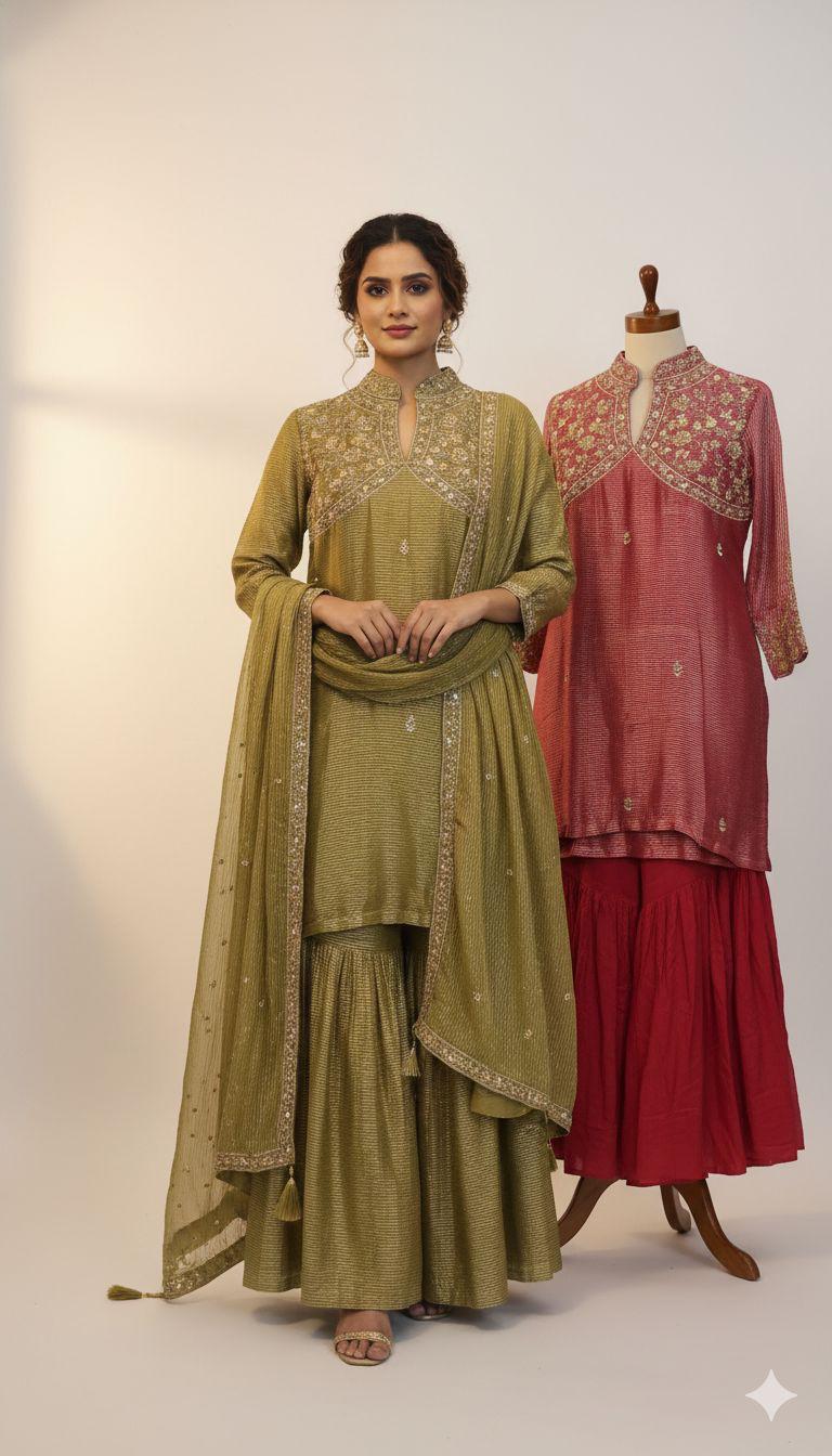 Heavy short kurta Sharara set