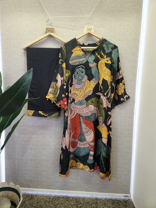 Black chitra Kamkari model kurta pant set
