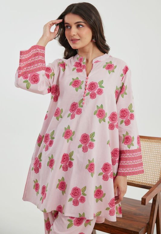Pink floral cotton Co ord set