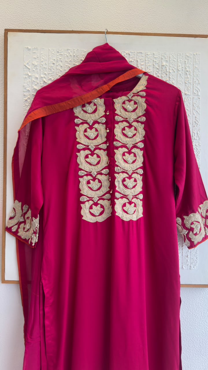 Pure crepe silk set long suit ( length 48 inch of kurta)