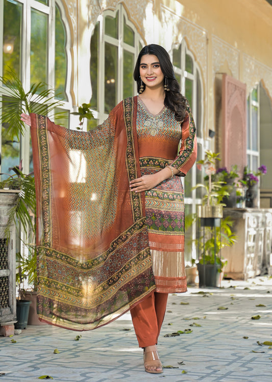 Ajrakh handwork  gajji suit