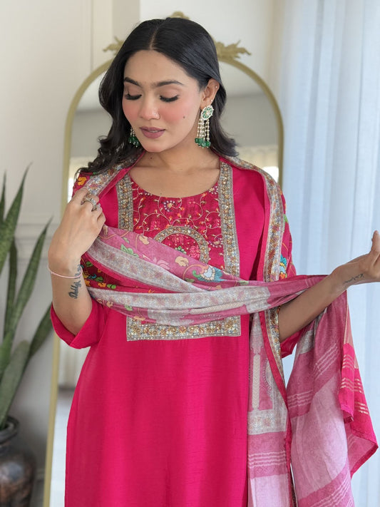 Russian silk kurta Gajji dupatta