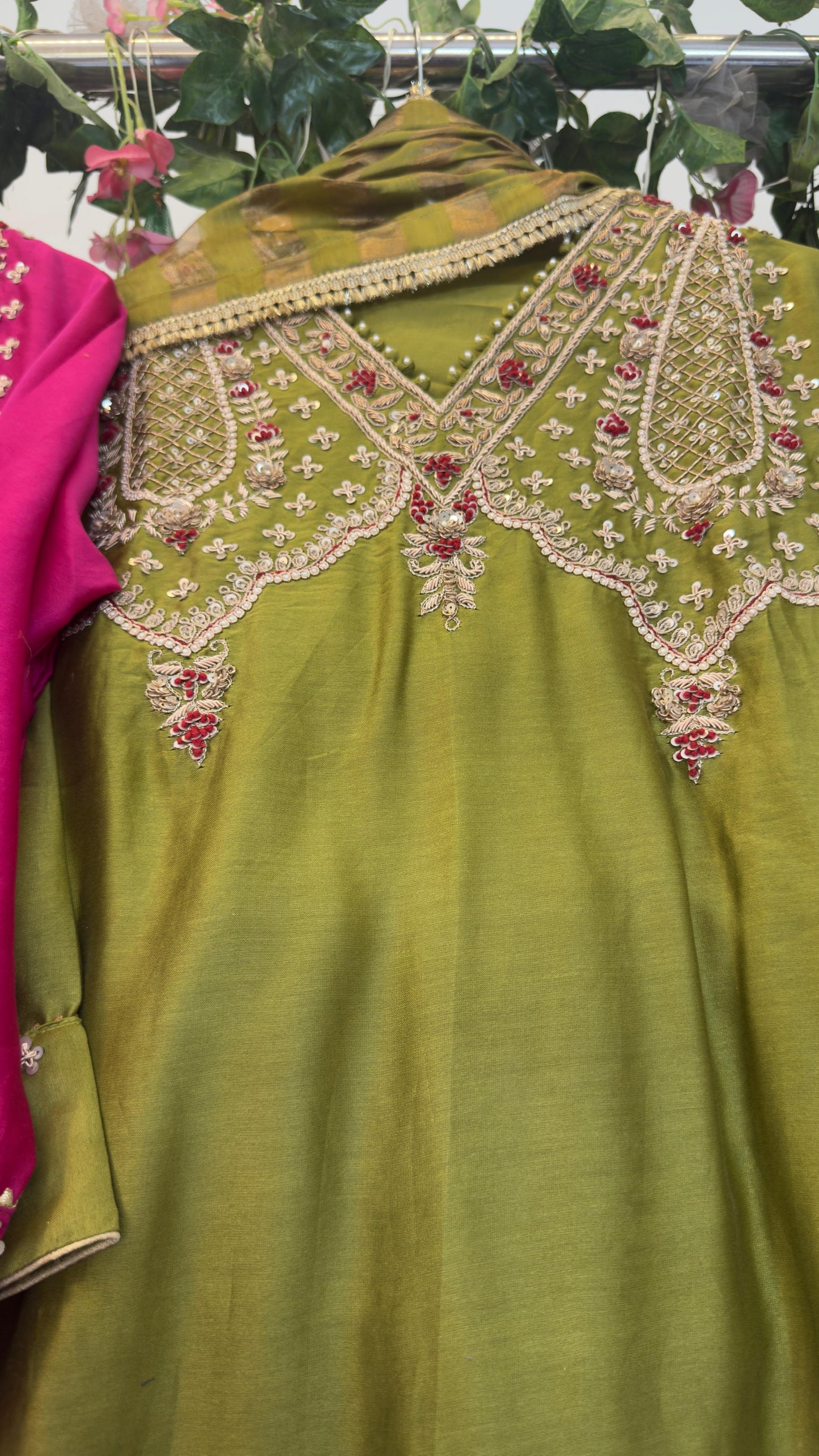 Premium chandari silk straight suit with heavy dupatta and staright silk pants