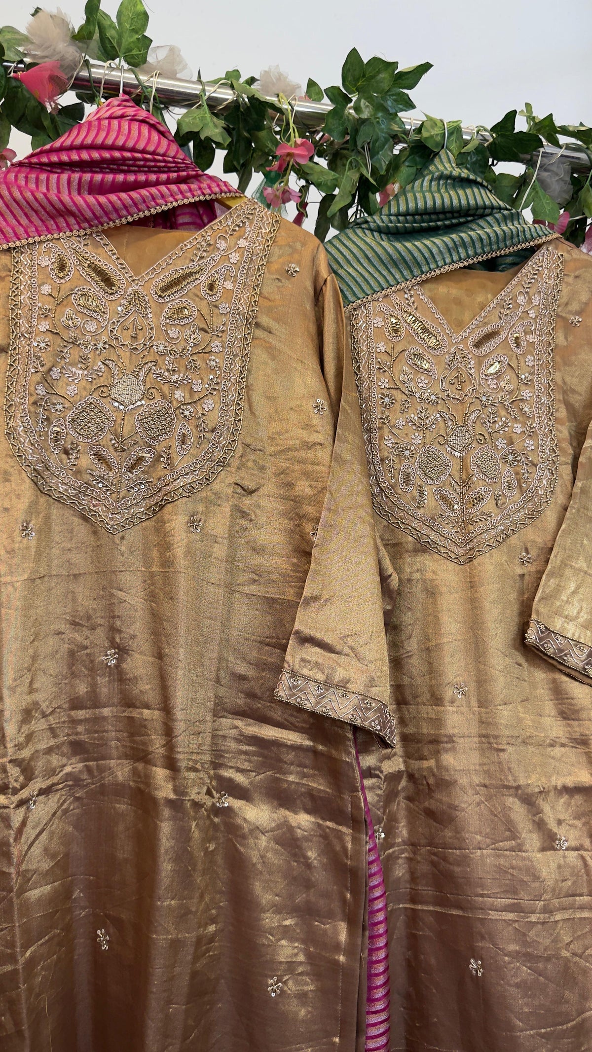 Golden cooper premium kurta pant with tissue dup