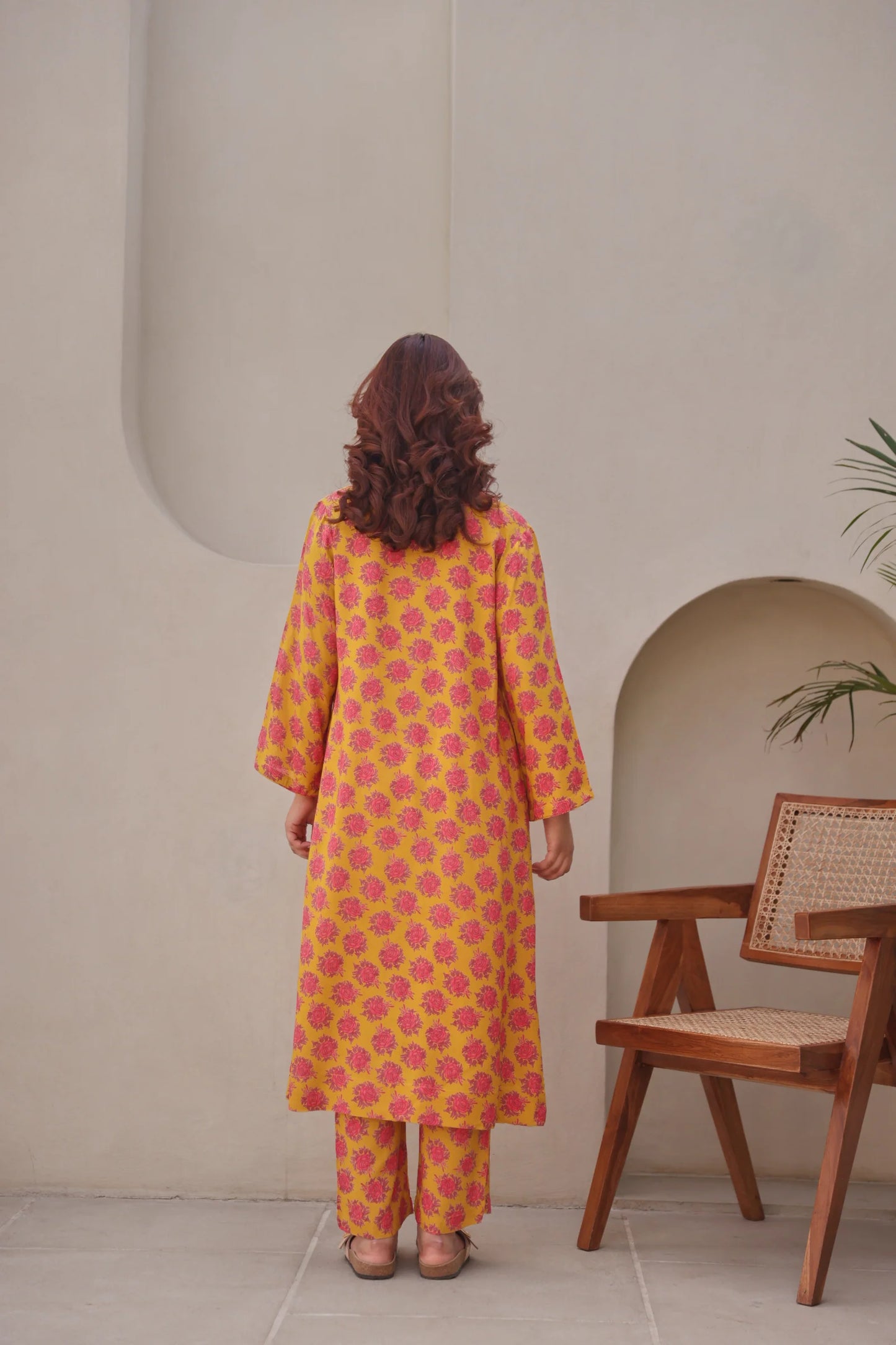 Yellow Floral Printed Modal Co-Ord Set
