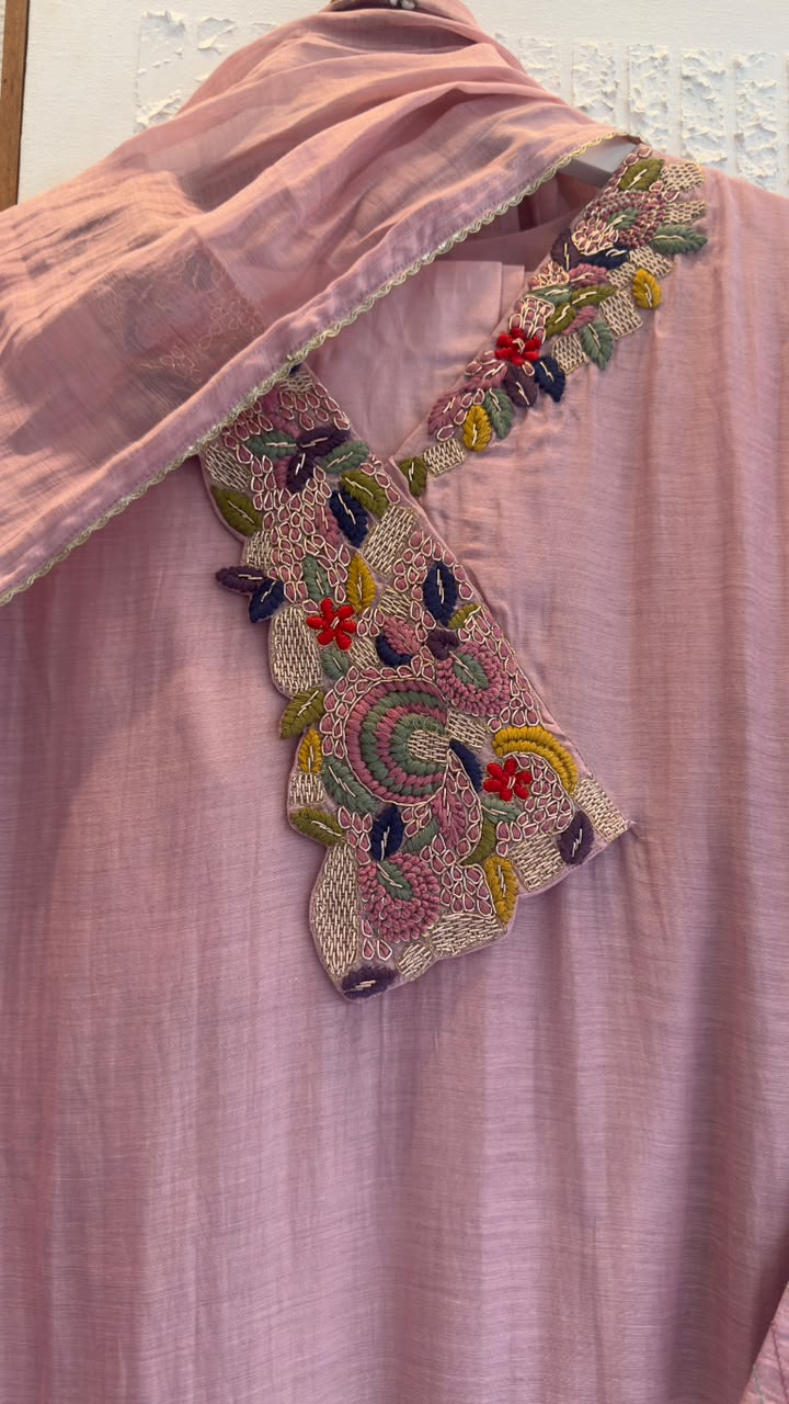 Multicolour zardozi silver embroidery mul chandari suit