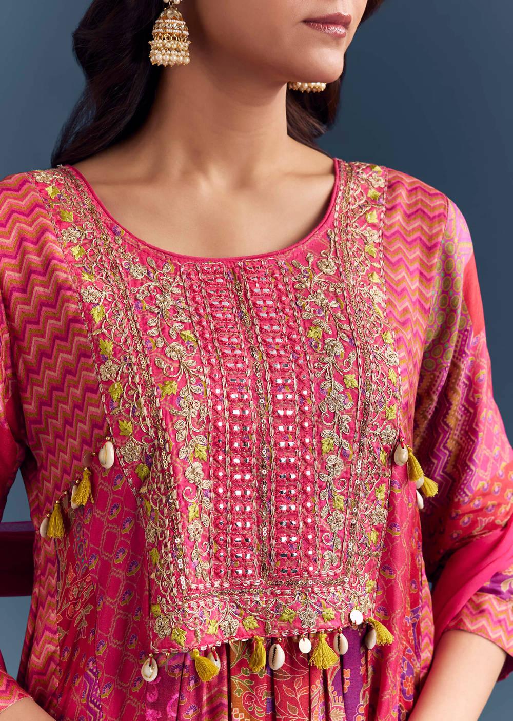 Digit raw silk designer Anarkali