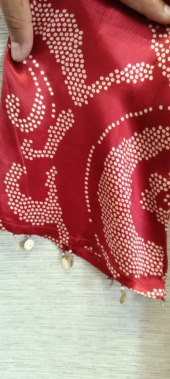 Bandhani Farshi bottom with gajji top co ord set