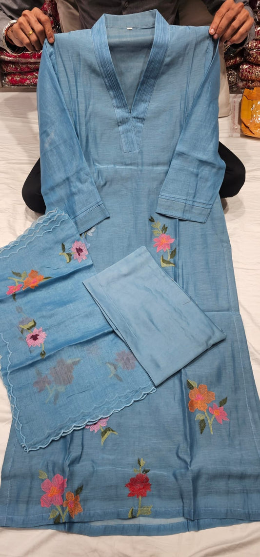 Embroidery flower work mul chandari