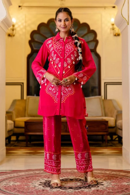 Pink Bandhani  ROUGE PREMIUM CO-ORD SET