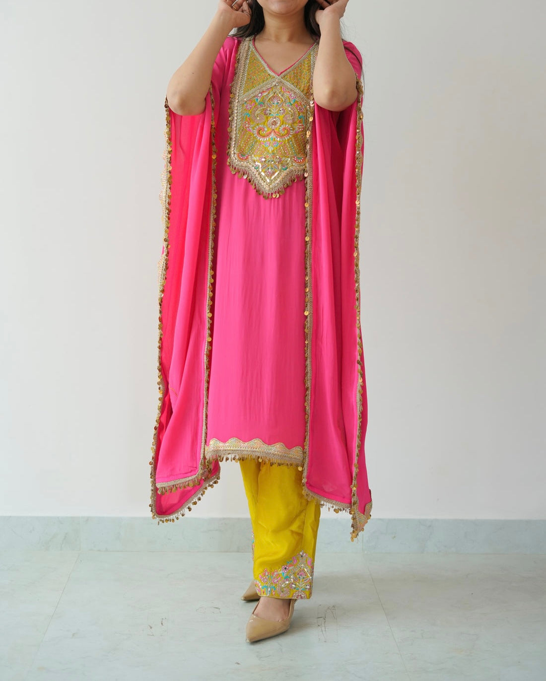 Luxe pink yellow kaftan