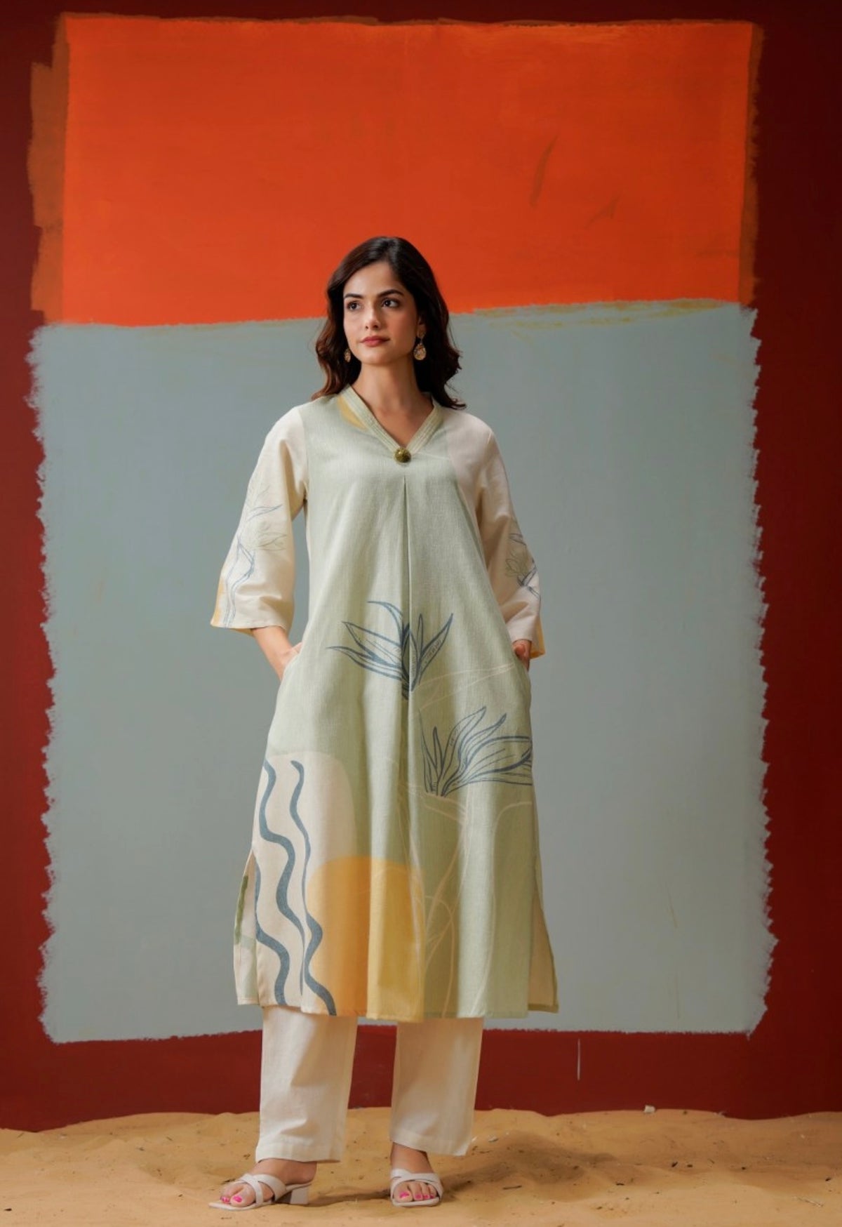 WILLOW BREEZE Linen COTTON KURTA SET