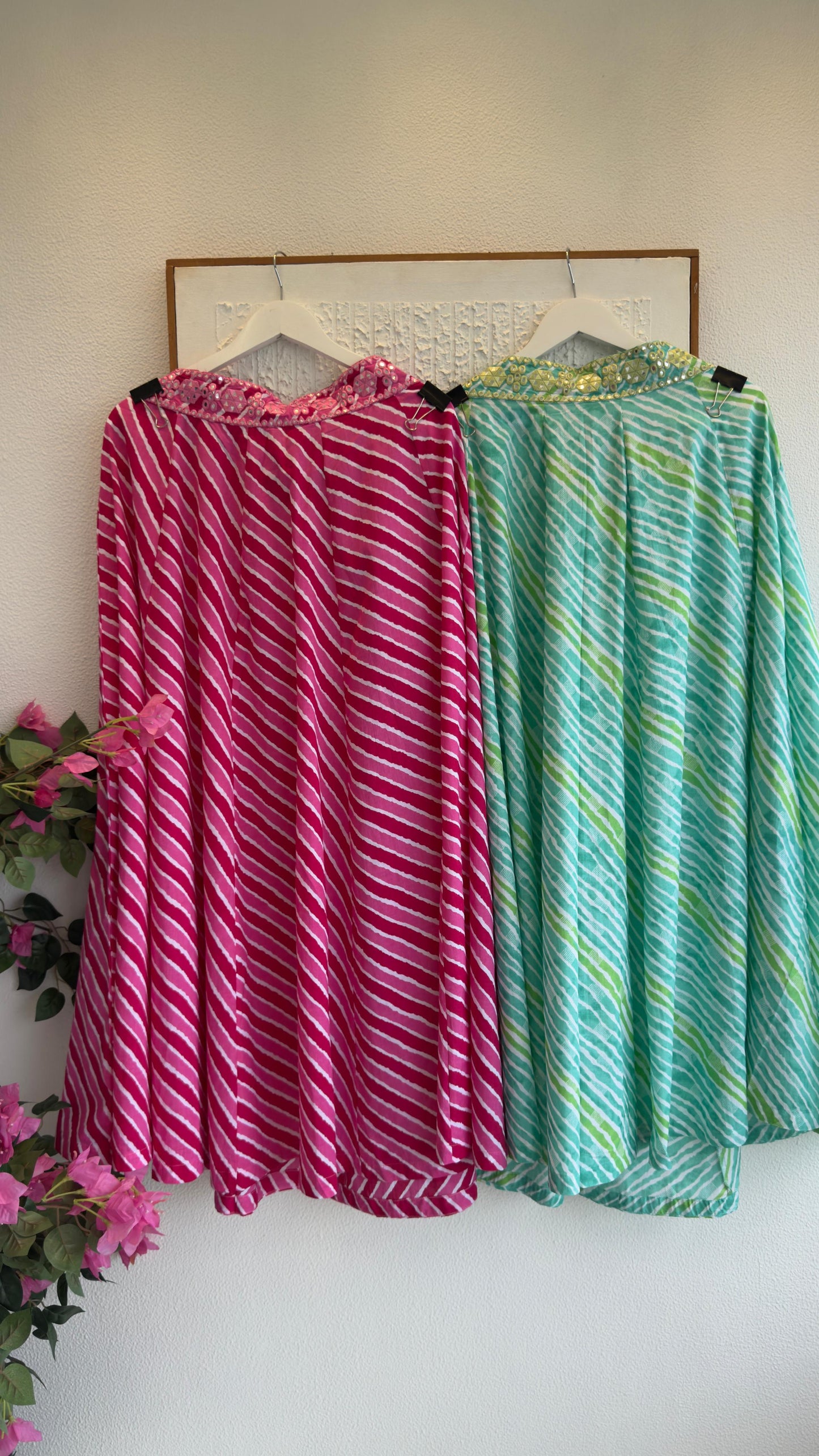 Pure cotton top with lehriya cotton skirt (top24 length & skirt 40)