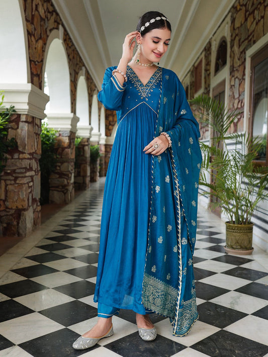 Royal blue alia chinon Anarkali