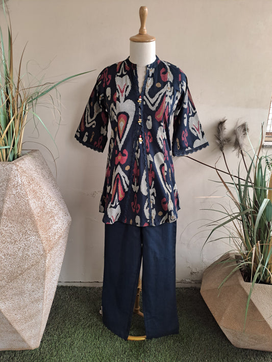 Blue Ikkat cotton ord set