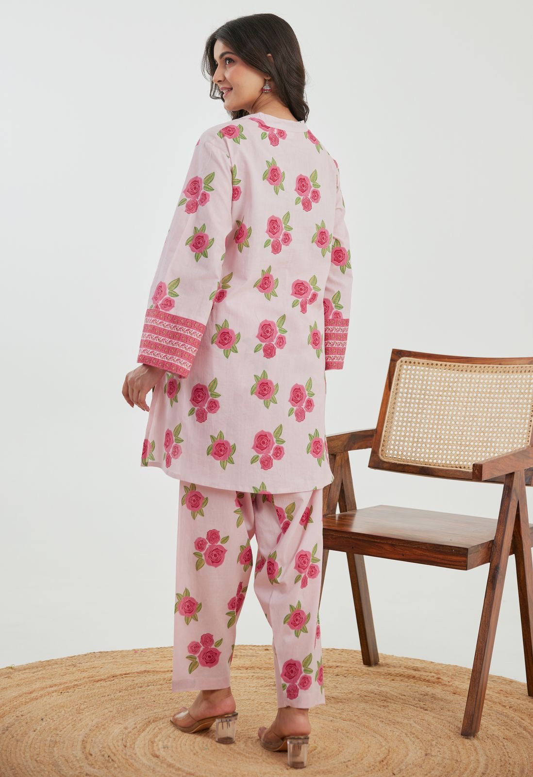Pink floral cotton Co ord set