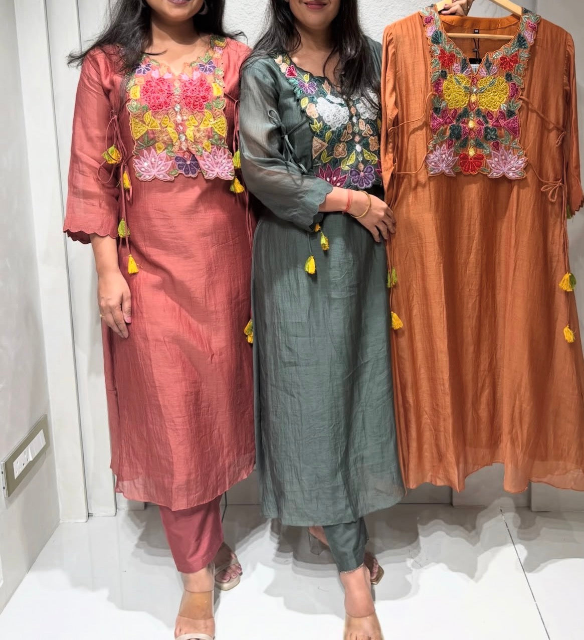 Fusion Indian Co ord set in mul chandari kurta pant