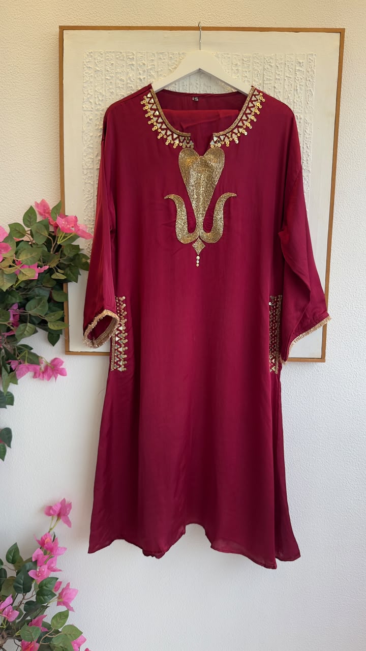 Premium Gajji crepe kaftan style Co ord set