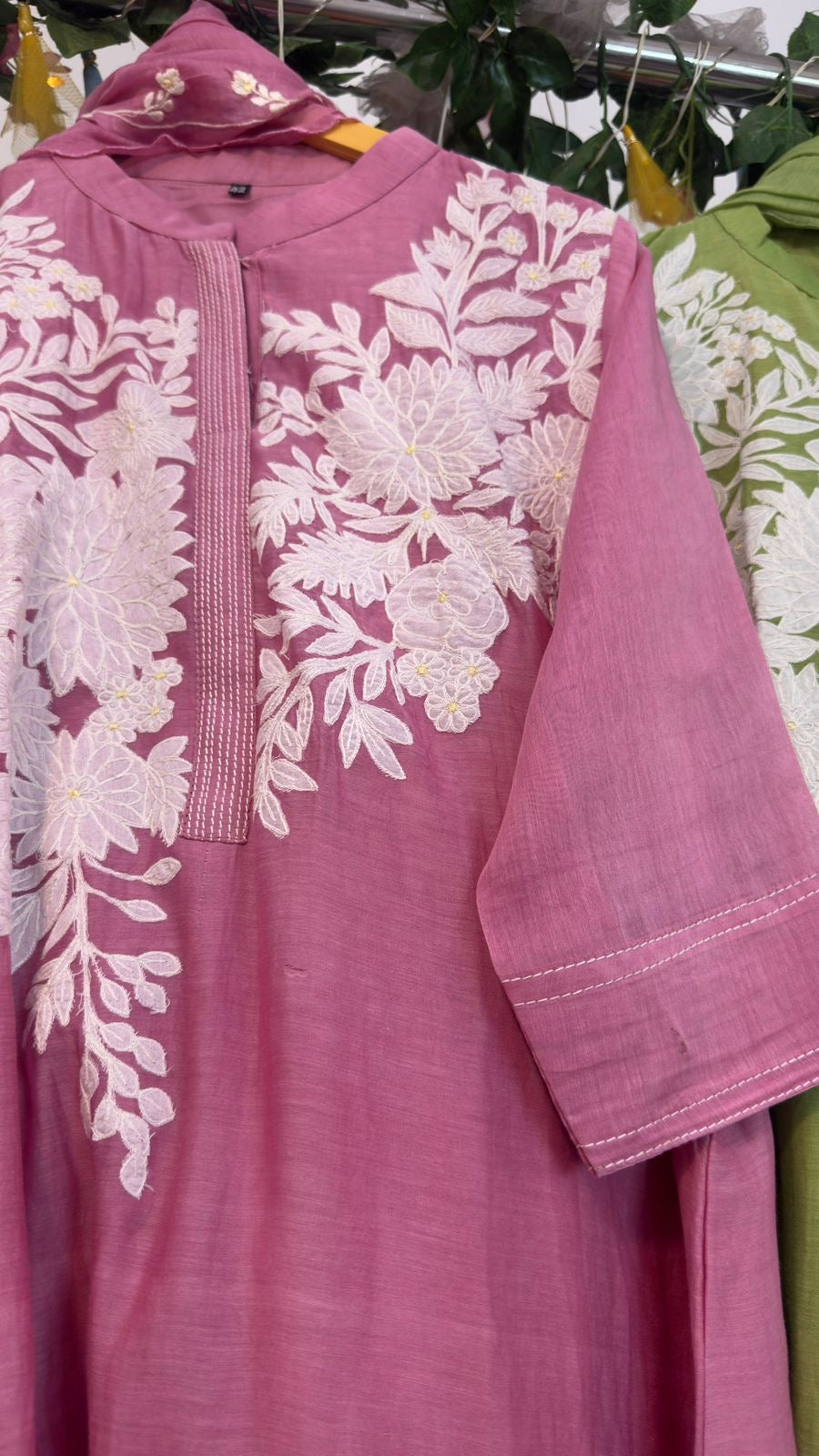 Embroidery mul chandari straight suit