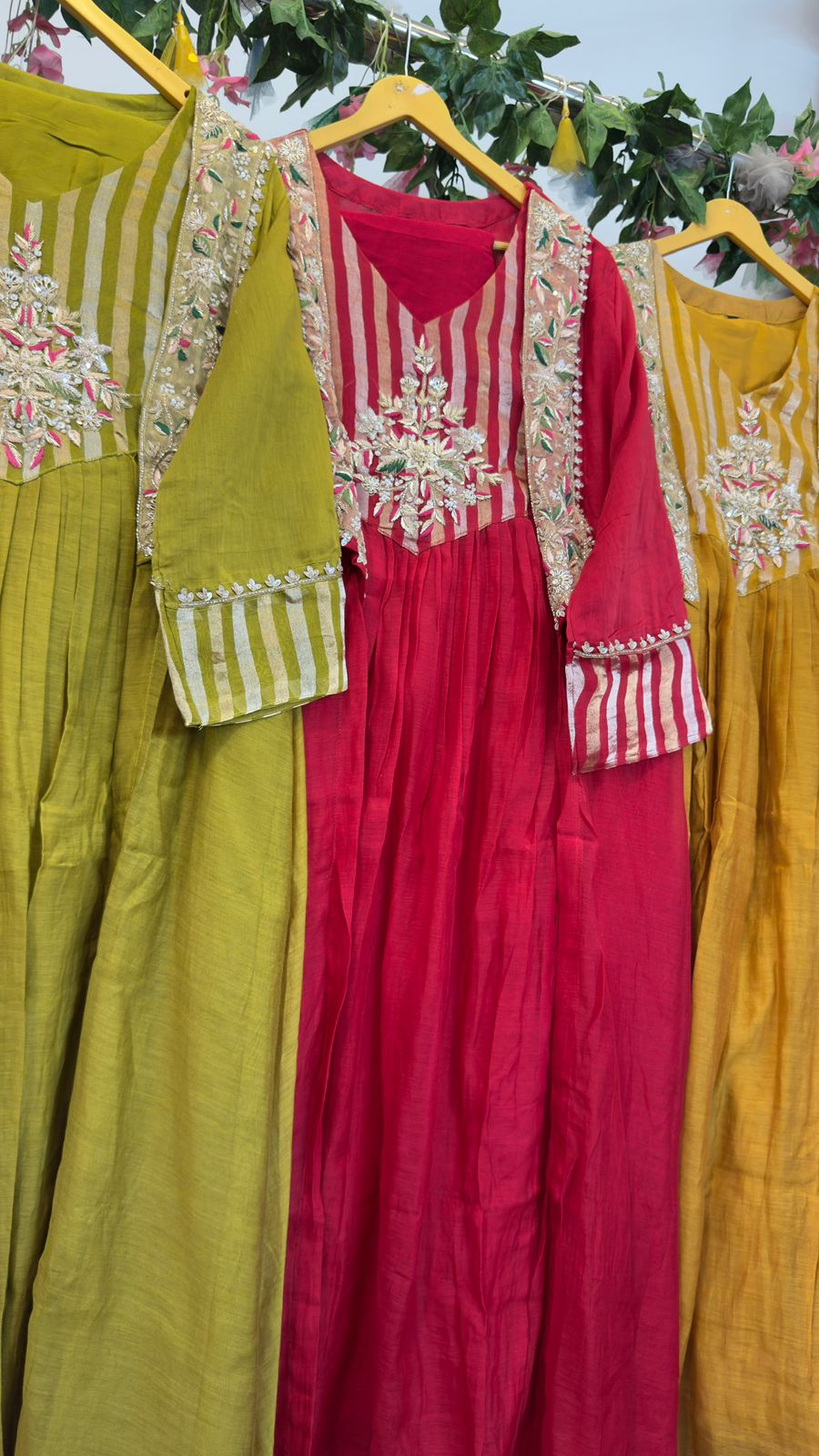 Jacket style mul chandari kurta pant